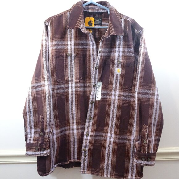 Carhartt Loose Fit Heavyweight Twill Shirt Jac Shacket Plaid Women's XXL NEW - Picture 1 of 7